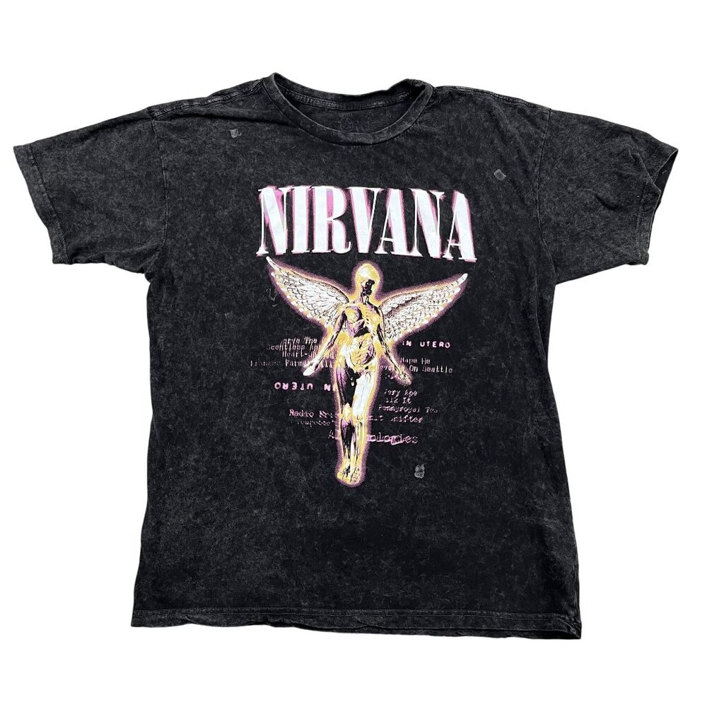 Nirvana‎ T-Shirt Mens Large Black In Utero Kurt Cobain Tee